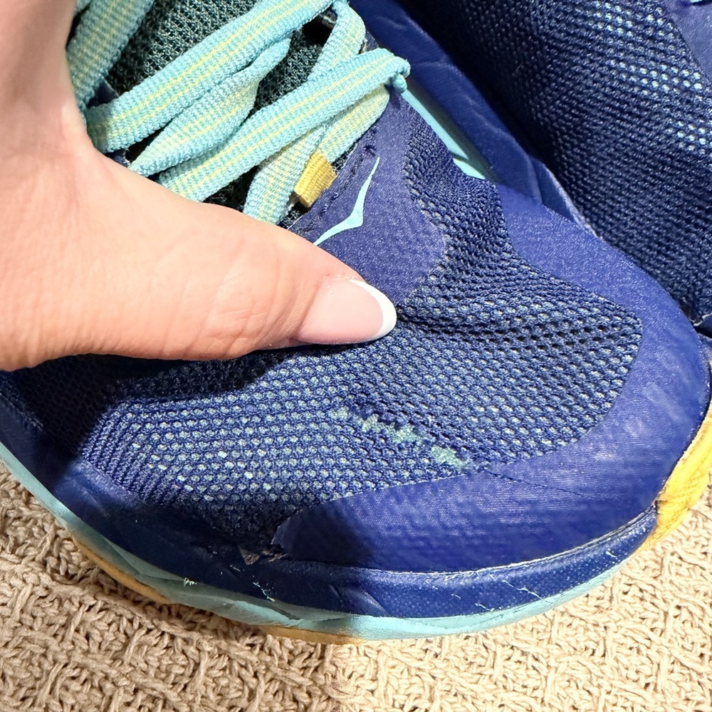 Hoka Navy, Teal & Yellow Trail Running Sneakers - Picture 5 of 10